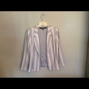 Women's Gray and White Vertical Striped Blazer